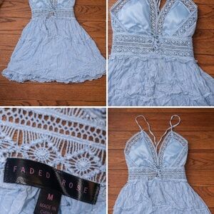 Faded Rose Sky Blue Lace Slip